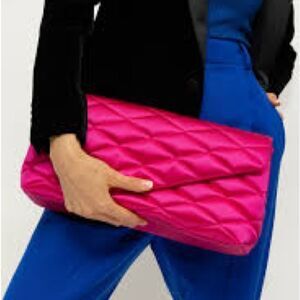 Brand new Saint Laurent
Sade Puffer Satin Envelope Clutch